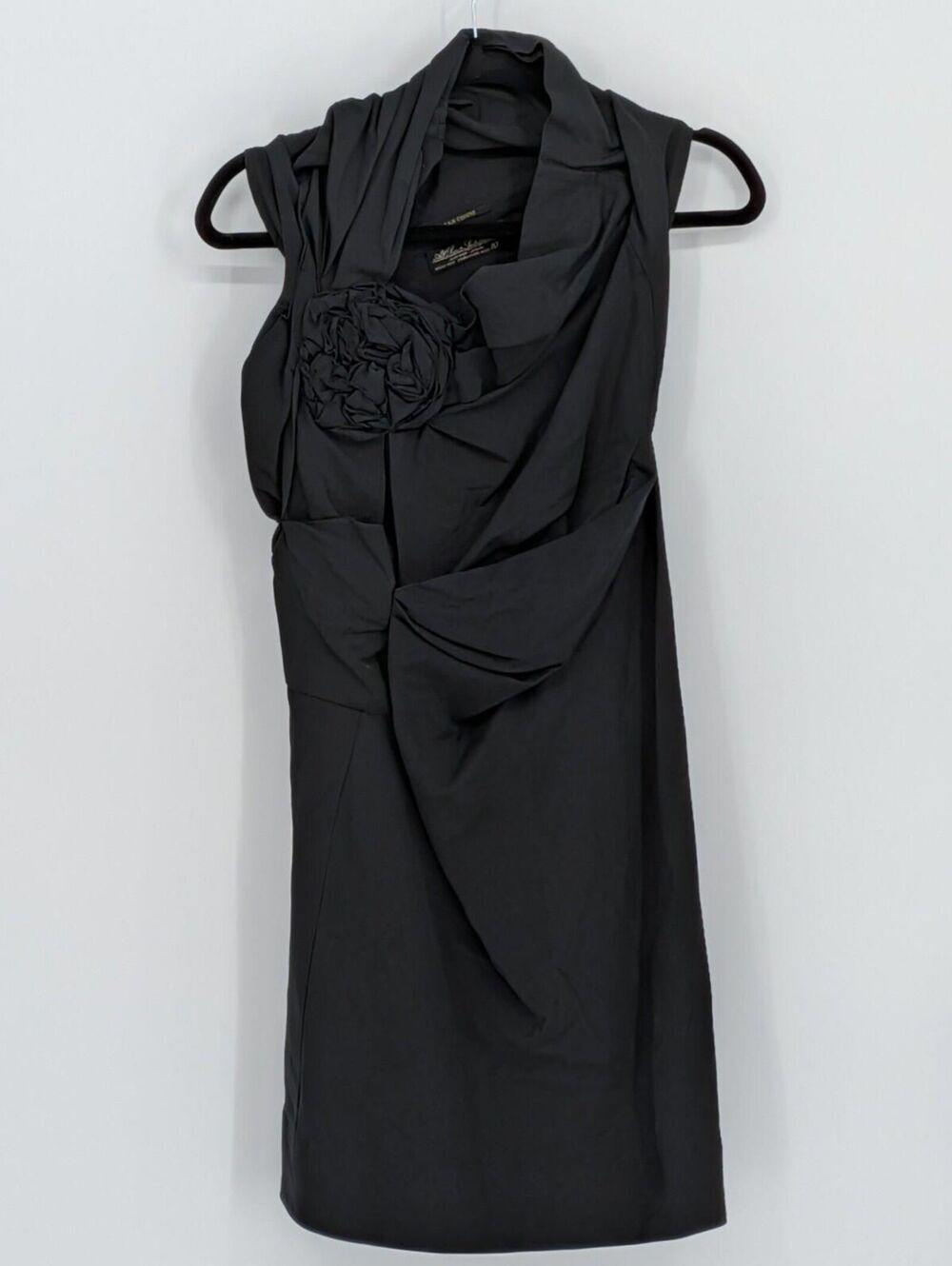 AllSaints Spitalfields Sz 10 $400 Clarita Black Linen Blend Rosette Mini Dress